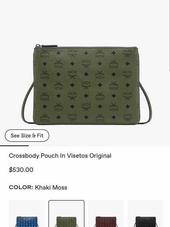 MCM Handbags - MCM Khaki Moss Visetos Crossbody Pouch